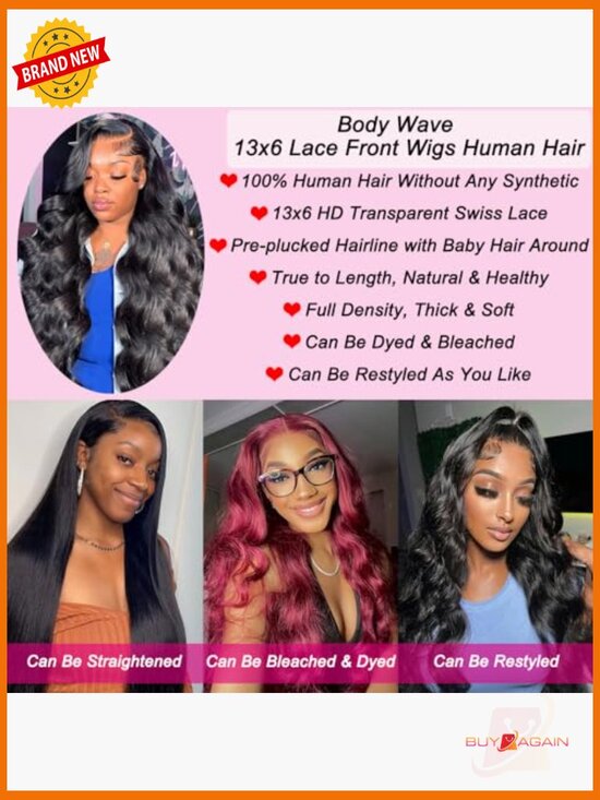 13x6 HD Lace Front Wig Human Hair Body Wave Glueless 180% Density Pre Plucked main image 6